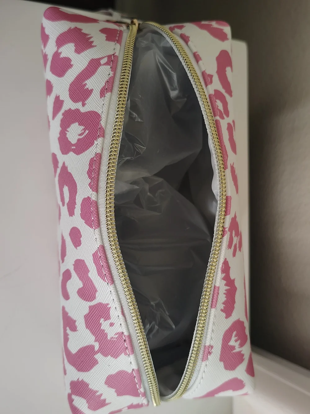 Pink Leopard Print Cosmetic Bag by